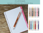 Vegan Leather Ballpoint Pen - CUSTOM PROMOTIONAL ITEMS - Business Logo Promotional Swag - Bulk Personalized Pen - Realtor Client Giveaways