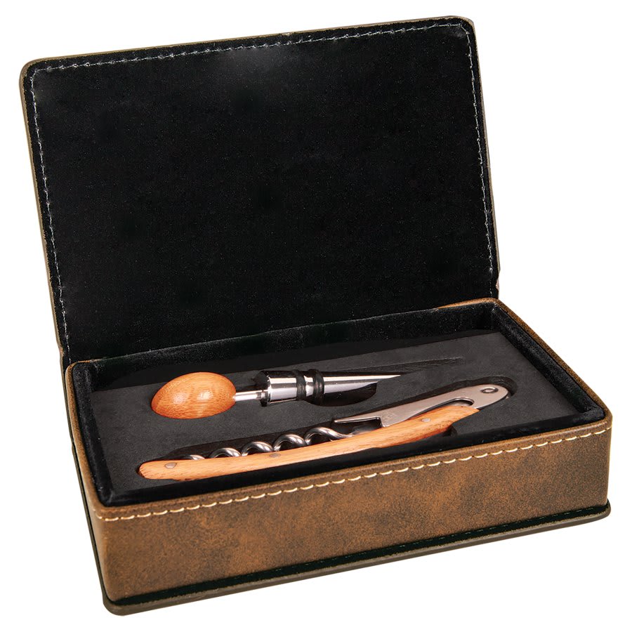 Screw It - WINE TOOL SETS: *Free Shipping* - Custom Engraved 2 and 4 Piece Wine Tool Sets - Vegan Leather and Bamboo Boxes