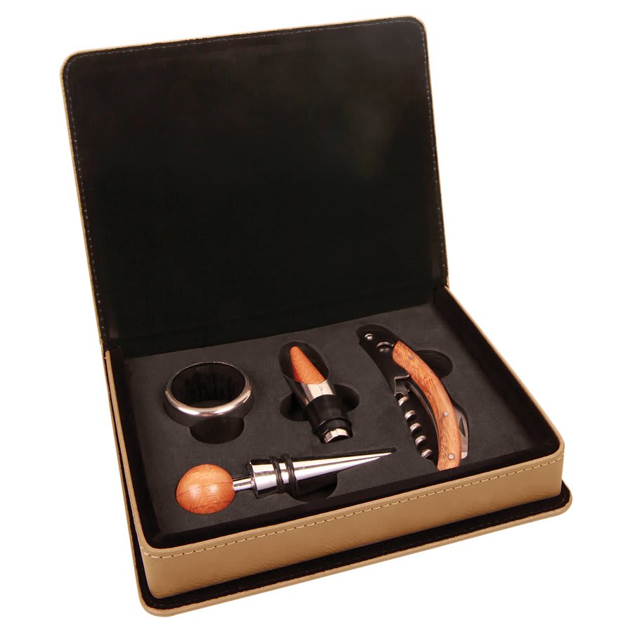 Screw It - WINE TOOL SETS: *Free Shipping* - Custom Engraved 2 and 4 Piece Wine Tool Sets - Vegan Leather and Bamboo Boxes