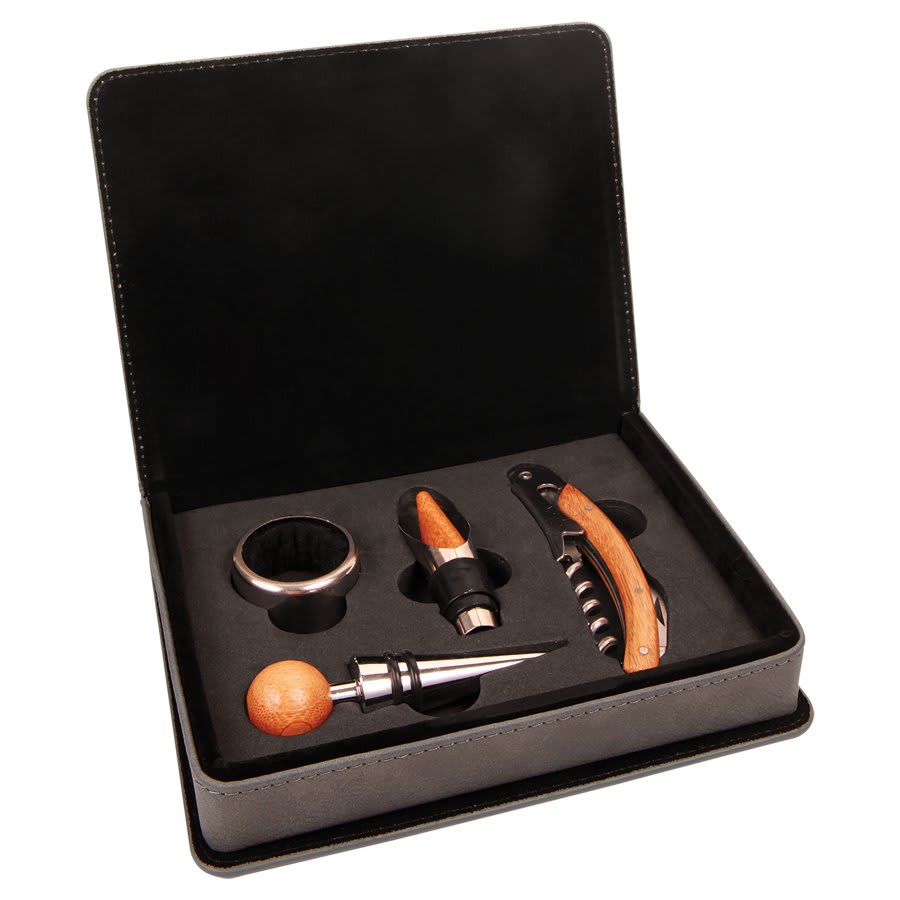 Screw It - WINE TOOL SETS: *Free Shipping* - Custom Engraved 2 and 4 Piece Wine Tool Sets - Vegan Leather and Bamboo Boxes