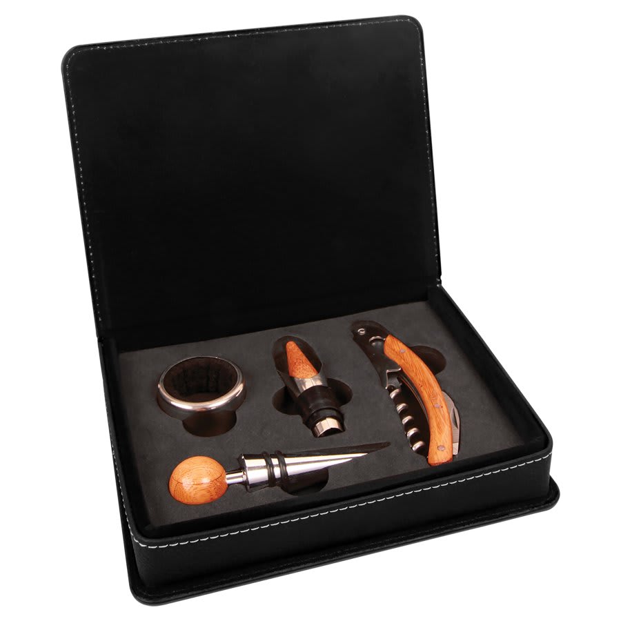 Screw It - WINE TOOL SETS: *Free Shipping* - Custom Engraved 2 and 4 Piece Wine Tool Sets - Vegan Leather and Bamboo Boxes