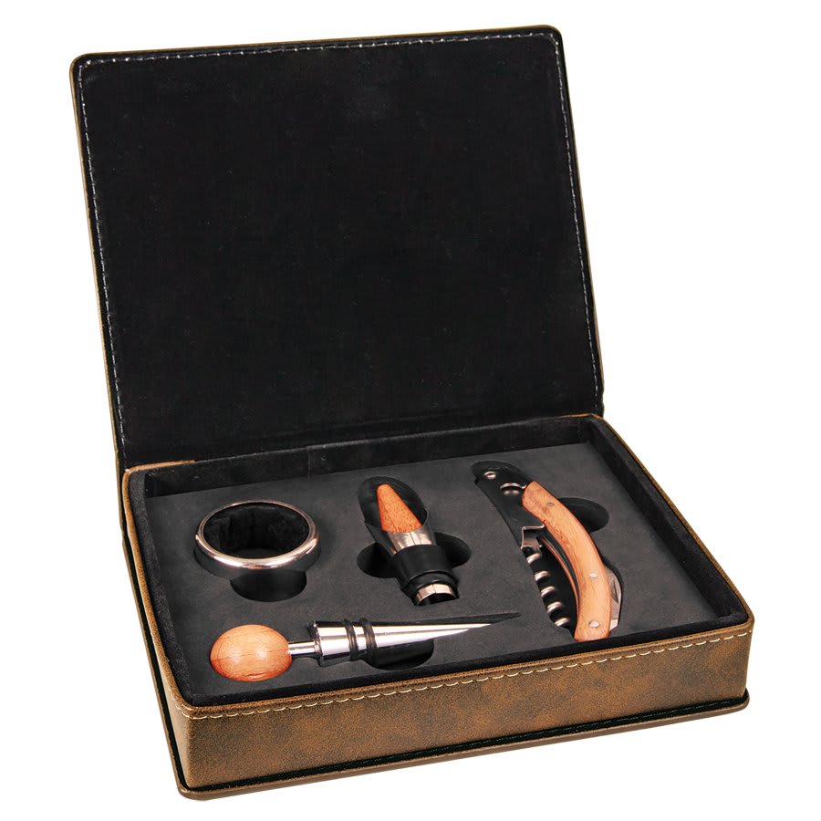 Screw It - WINE TOOL SETS: *Free Shipping* - Custom Engraved 2 and 4 Piece Wine Tool Sets - Vegan Leather and Bamboo Boxes