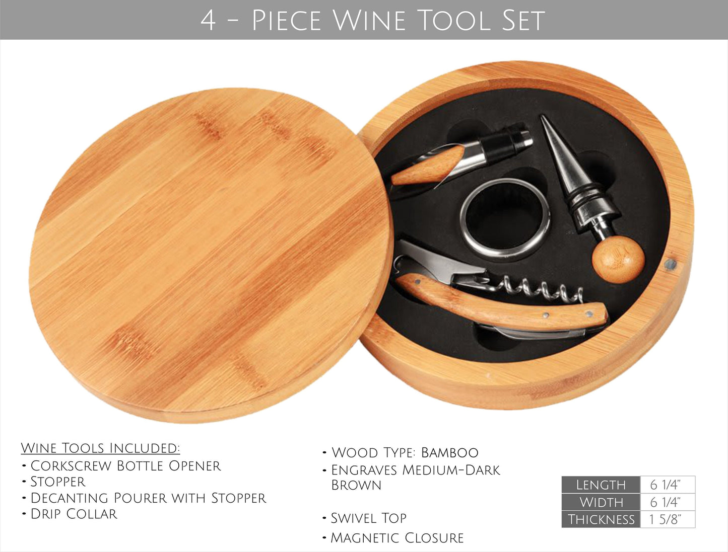 Screw It - WINE TOOL SETS: *Free Shipping* - Custom Engraved 2 and 4 Piece Wine Tool Sets - Vegan Leather and Bamboo Boxes