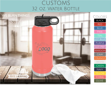 Custom Engraved 32 oz. Water Bottle - FREE SHIPPING - Company and Event Logos on Stainless Steel Double Wall Insulated Polar Camel Drinkware